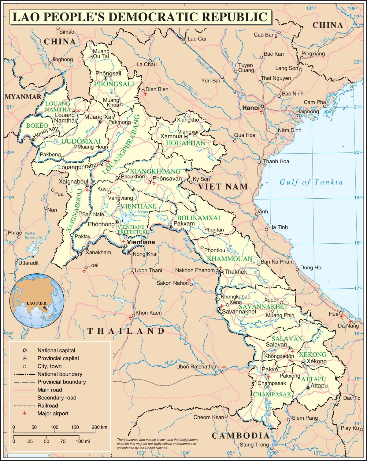Zemljevid laos cesti