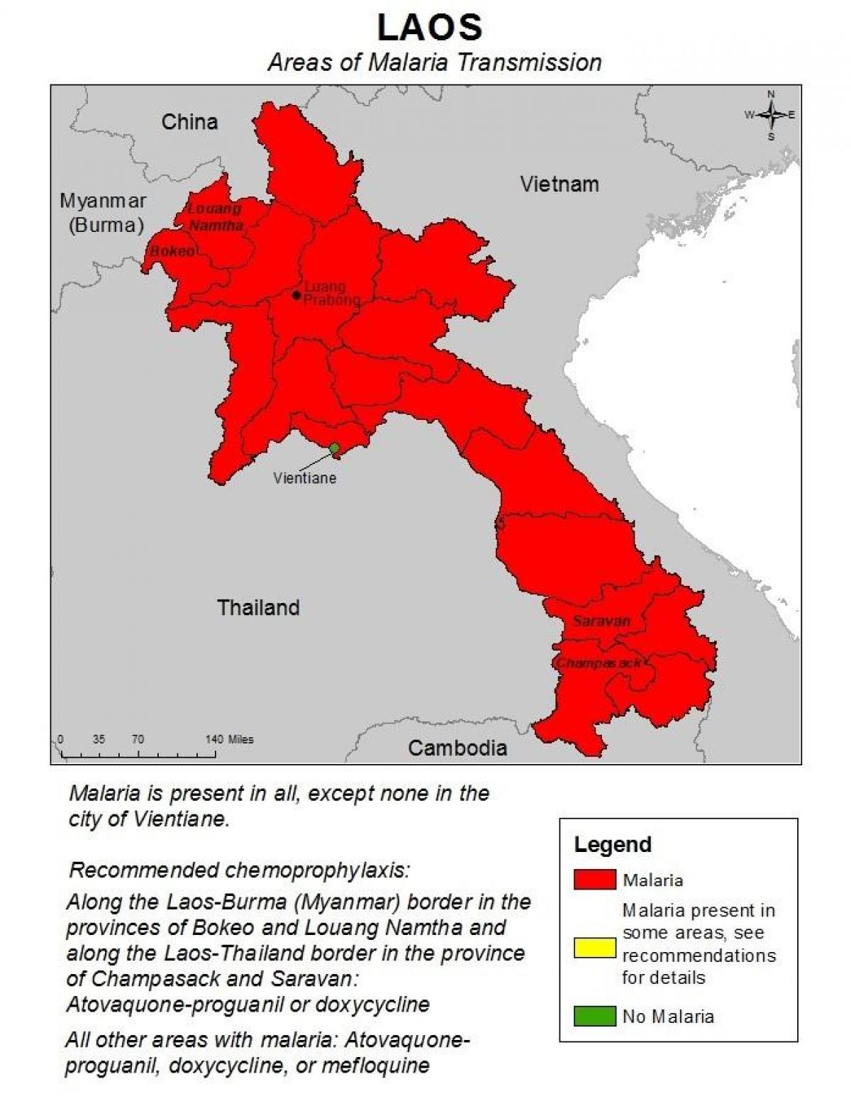 Zemljevid laos malarija 