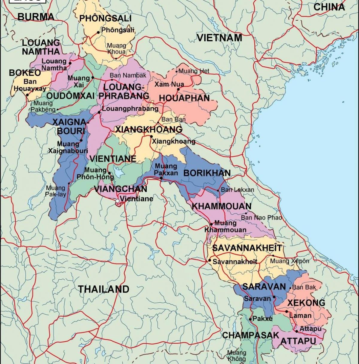 laos politični zemljevid