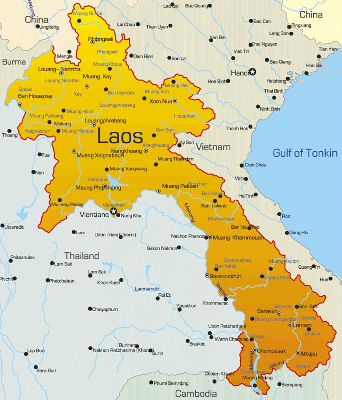 laos na zemljevidu