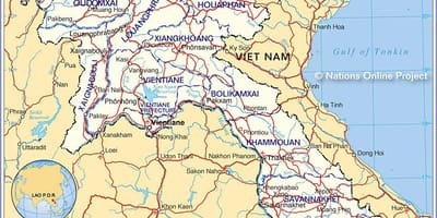 Zemljevid laos in okoliških državah